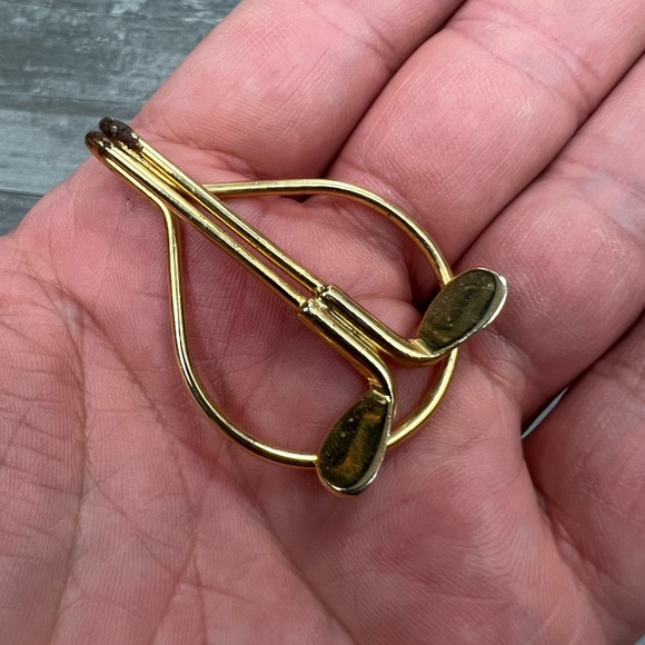 Vintage Gold Tone Golf Club Money Clip - Picture 2 of 4
